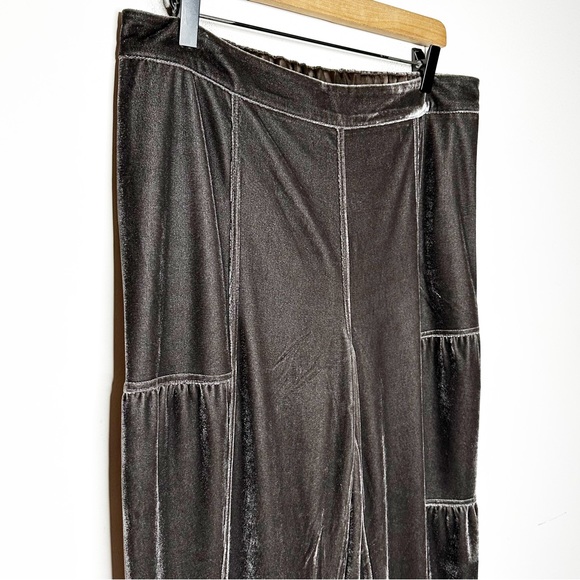 Soft Surroundings Veletta Velvet Wide Leg Pants Lagenlook Gray Brown Medium - Picture 5 of 15